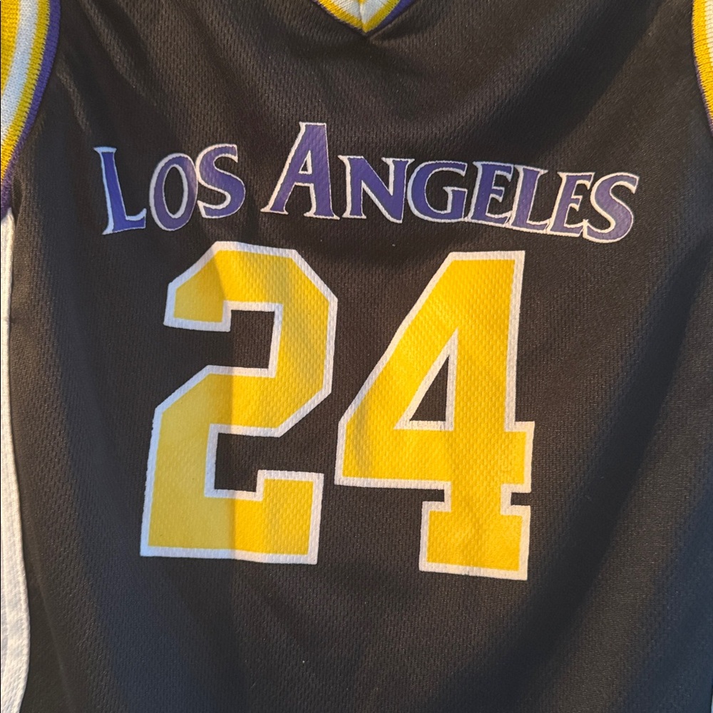 Kids Los Angeles 24 Basketball Jersey - Black and Yellow